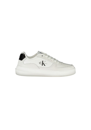 Sleek White Lace-Up Sneakers with Contrast Details - EU37/US7