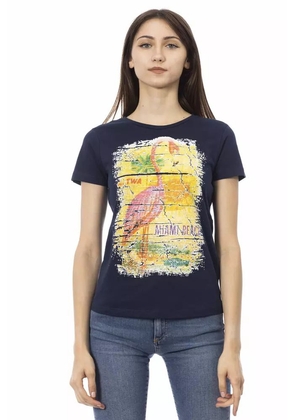 Chic Blue Short Sleeve Round Neck Tee - M