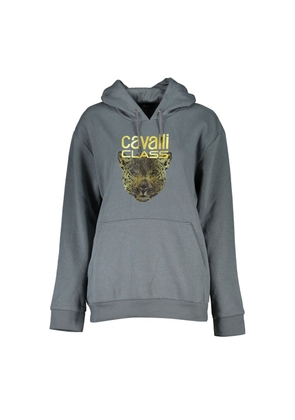 Sleek Gray Fleece Hooded Sweatshirt - L