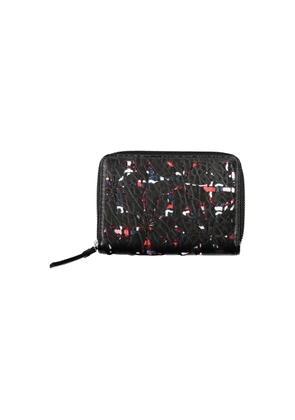 Elegant Black Zip Wallet with Contrasting Accents
