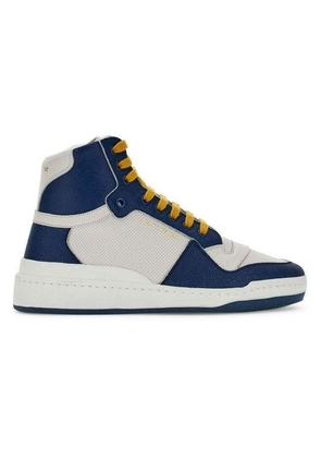 Saint Laurent Blue Calf Leather Mid Top Sneakers - EU40/US7