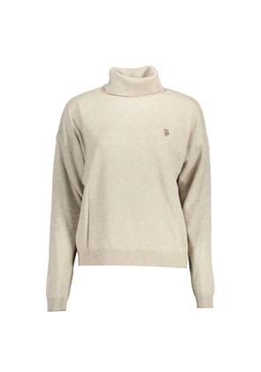 Beige Wool Women Sweater - XL