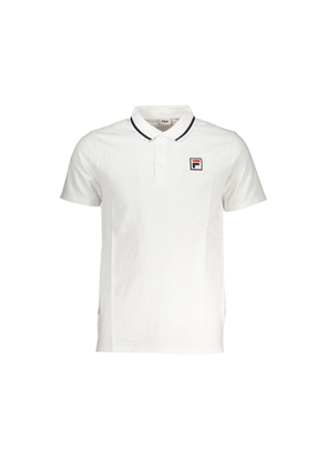 Sleek White Cotton Polo with Contrast Accents - S