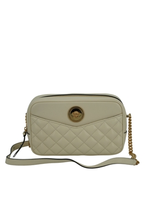 Versace White Lamb Leather Medium Camera Shoulder Bag