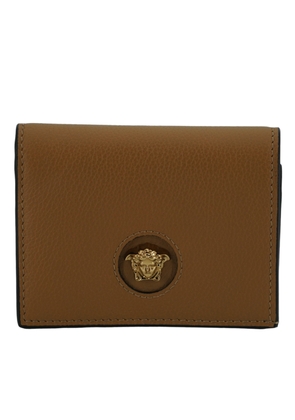 Versace Brown Calf Leather Compact Wallet