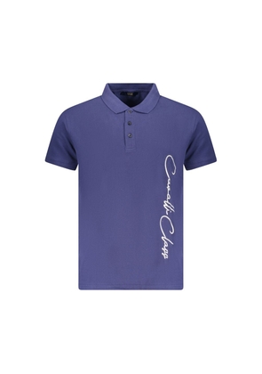 Blue Cotton Men Polo Shirt - M