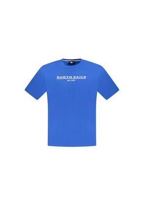Blue Cotton Men T-Shirt - S