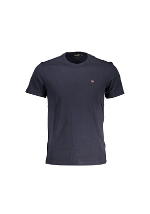 Blue Cotton Men T-Shirt - S