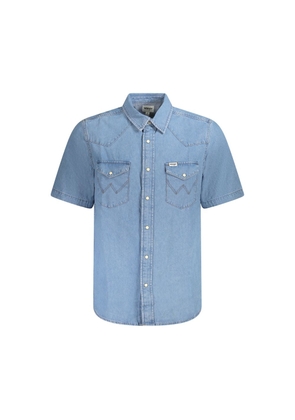 Light Blue Cotton Men Shirt - S