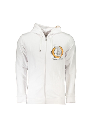 White Cotton Mens Hooded Sweater - L