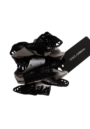 Dolce & Gabbana  Gray Silk Black Lace Hair Claw