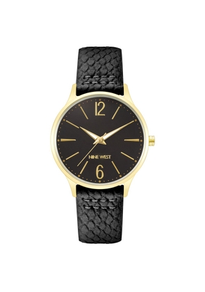 Nine West Black Leather Dress Watch