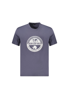 Blue Cotton Men T-Shirt - S