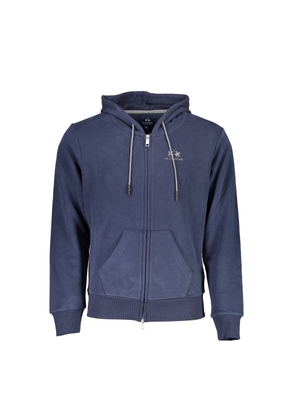 Elegant Blue Hooded Sweatshirt with Zip Detail - XXL