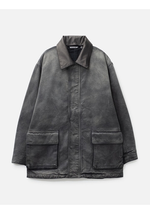 Leather-Trimmed Garment-Dyed Organic Cotton-Canvas Jacket