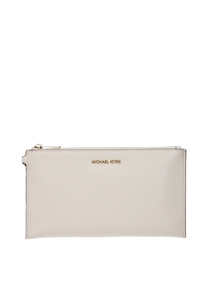 Beige Leather Clutch Bag