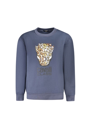 Blue Cotton Women Sweater - M