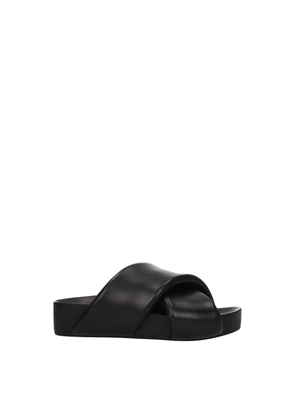 Jil Sander Black Leather Slippers Sandals - EU36/US6