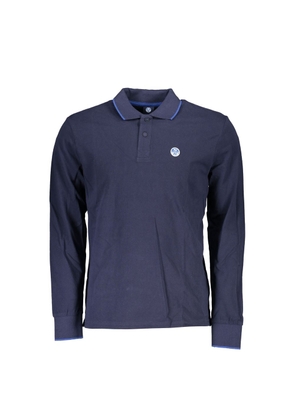 Blue Cotton Men Polo Shirt - M