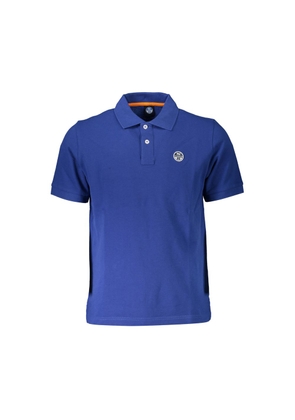 Blue Cotton Men Polo Shirt - M