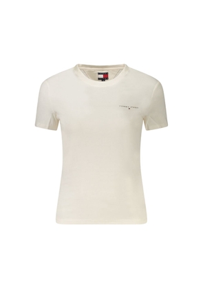 White Cotton Women T-Shirt - L