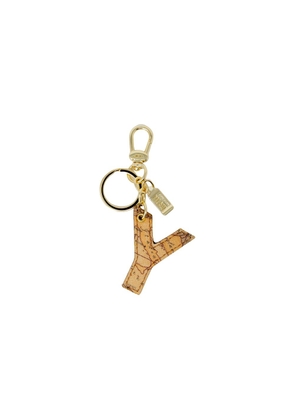 Beige Synthetic Leather Keychain