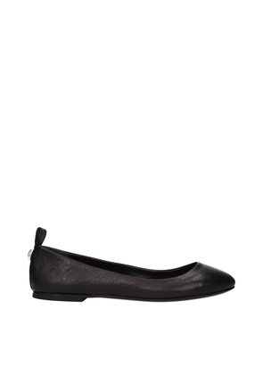 The Attico Black Leather Ballet Flats - EU36/US6