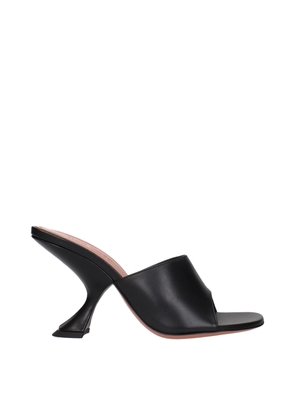 Amina Muaddi Black Leather Stiletto Heels Sandals - EU36/US6