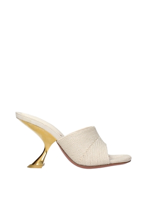 Amina Muaddi Beige Fabric Slippers Sandals - EU36/US6