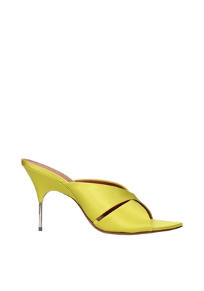 Amina Muaddi Green Satin Stiletto Heels Sandals - EU38/US8