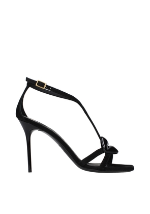 Balmain Black Leather Stiletto Heel Sandals - EU37/US7