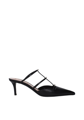 Black Leather Flat Sandals - EU36/US6
