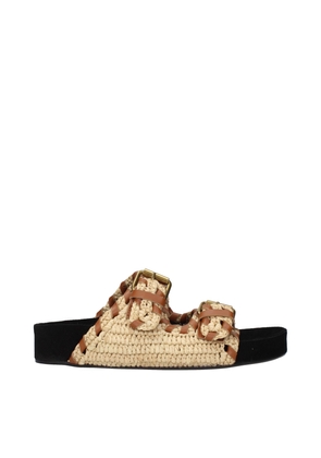 Isabel Marant Beige Raffia Slippers Sandals - EU36/US6