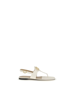 Valentino Garavani Cream Calf Leather Bos Taurus Flat Sandals - EU36/US6