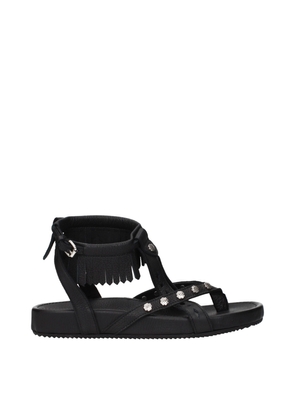 Isabel Marant Black Leather Flat Sandals - EU36/US6
