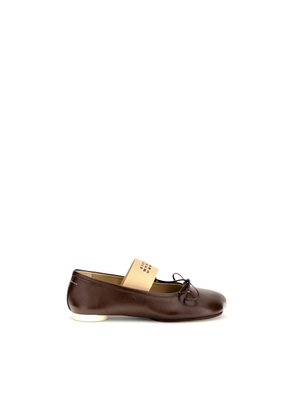 MM6 Brown Calf Leather Bos Taurus Ballet Flats - EU36.5/US6.5