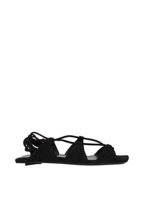 The Attico Black Leather Flat Sandals - EU36/US6