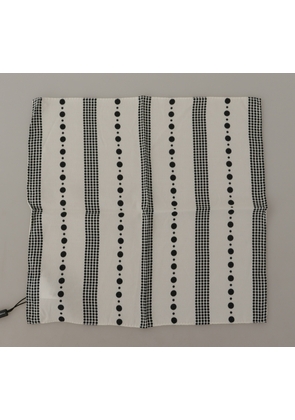 Dolce & Gabbana White Dotted Stripes Square Handkerchief Viscose Scarf