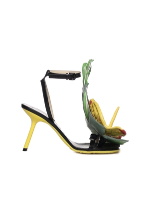 Loewe Black Lamb Leather Stiletto Heel Sandals - EU36/US6