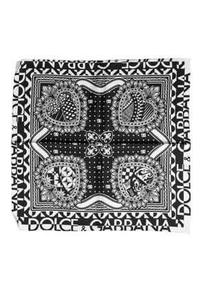 Dolce & Gabbana Black Bandana Print Silk Neck Foulard Scarf