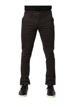 Sun68 Dark Brown Cotton Stretch Skinny Mid Waist Men Trouser Pants - W30