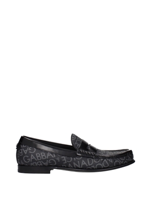 Dolce & Gabbana Black Fabric Slip-On Loafers - EU40/US7