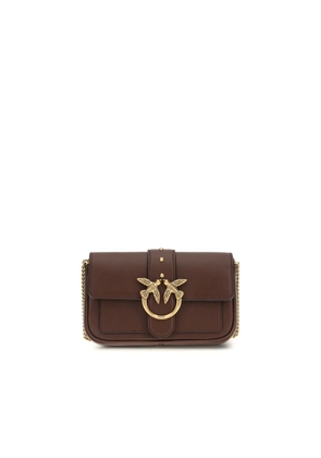 PINKO Brown Calf Leather Bos Taurus Shoulder Bag
