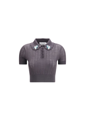 Self-Portrait Gray Wool Blouse - L