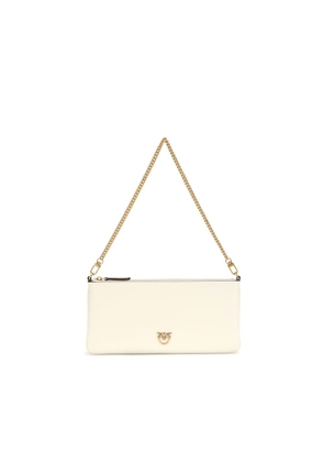 PINKO White Calf Leather Bos Taurus Shoulder Bag