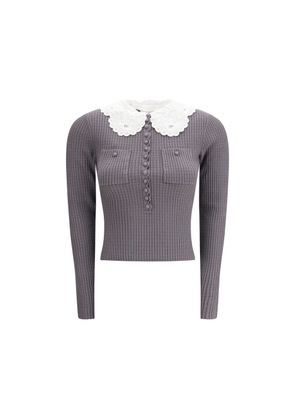 Self-Portrait Gray Viscose Top - M