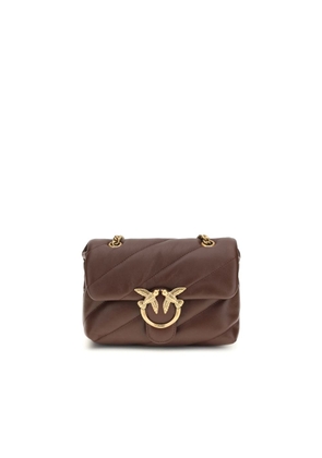 PINKO Brown Calf Leather Bos Taurus Shoulder Bag