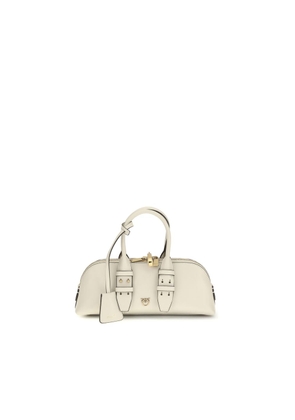 PINKO White Calf Leather Bos Taurus Shoulder Bag