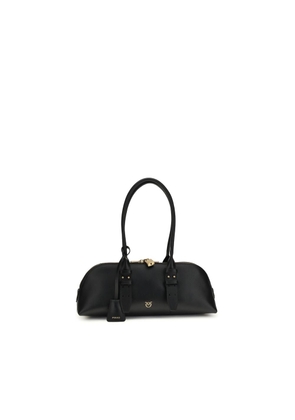 PINKO Black Calf Leather Bos Taurus Shoulder Bag