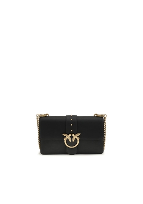 PINKO Black Calf Leather Bos Taurus Shoulder Bag